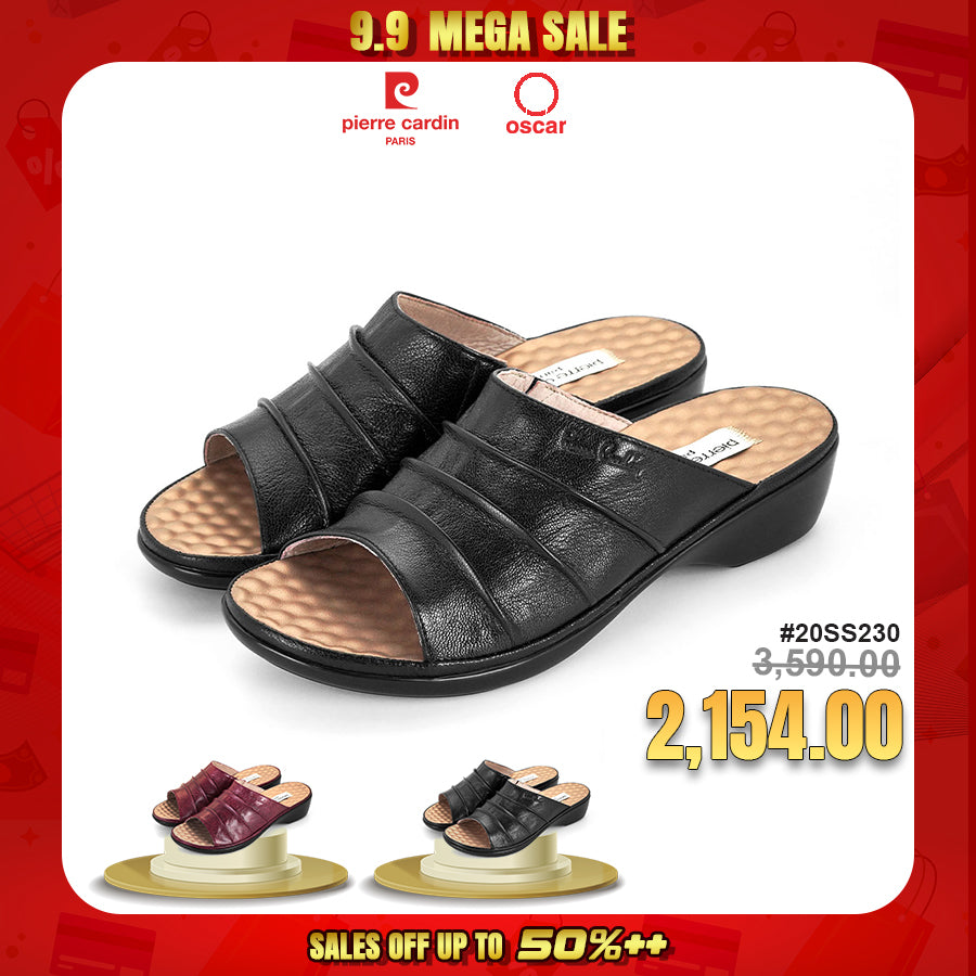Pierre Cardin အမျိုးသမီးဖိနပ်များ၊ ခြေညှပ်ဖိနပ်များ၊ ပြားချပ်ချပ်ဖိနပ်များ၊ ပျော့ပျောင်းပြီး သက်တောင့်သက်သာရှိသော၊ စစ်မှန်သောသားရေ၊ Berry Red၊ မော်ဒယ် 20SS230 