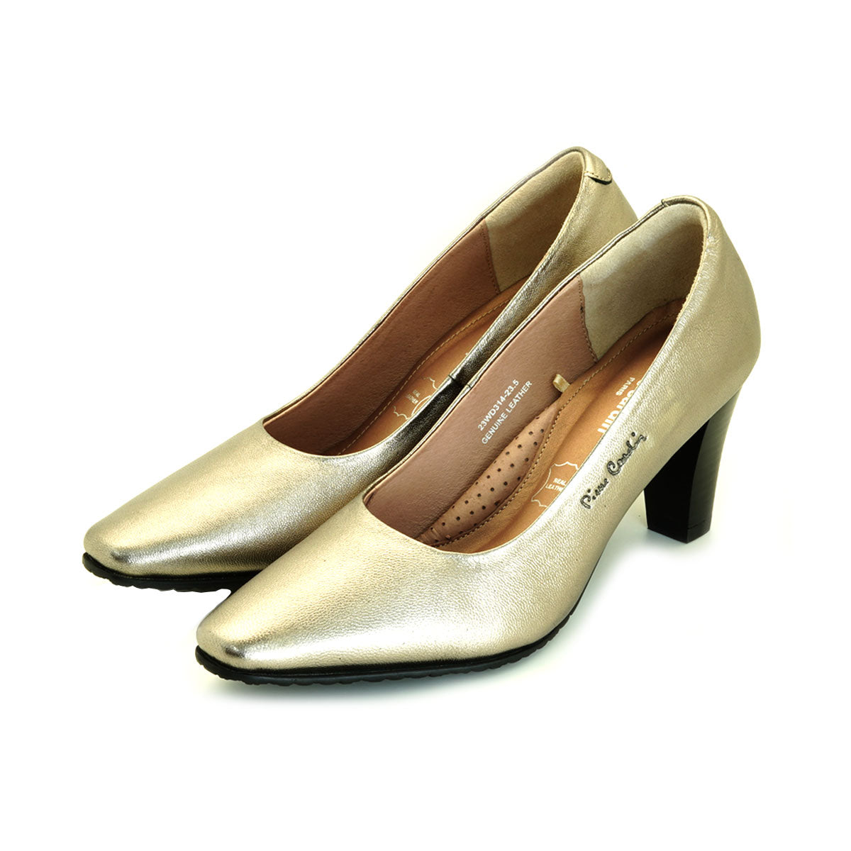 Pierre Cardin အမျိုးသမီး ဒေါက်မြင့်ဖိနပ် Pumps၊ နူးညံ့ပြီး သက်တောင့်သက်သာရှိသော၊ စစ်မှန်သောသားရေ၊ ကြေးရွှေရောင်၊ အရွယ်အစား 23WD314