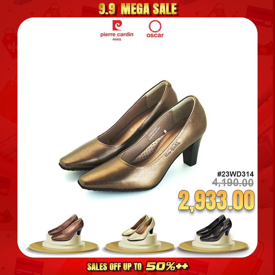 Pierre Cardin အမျိုးသမီး ဒေါက်မြင့်ဖိနပ် Pumps၊ နူးညံ့ပြီး သက်တောင့်သက်သာရှိသော၊ စစ်မှန်သောသားရေ၊ ကြေးရွှေရောင်၊ အရွယ်အစား 23WD314