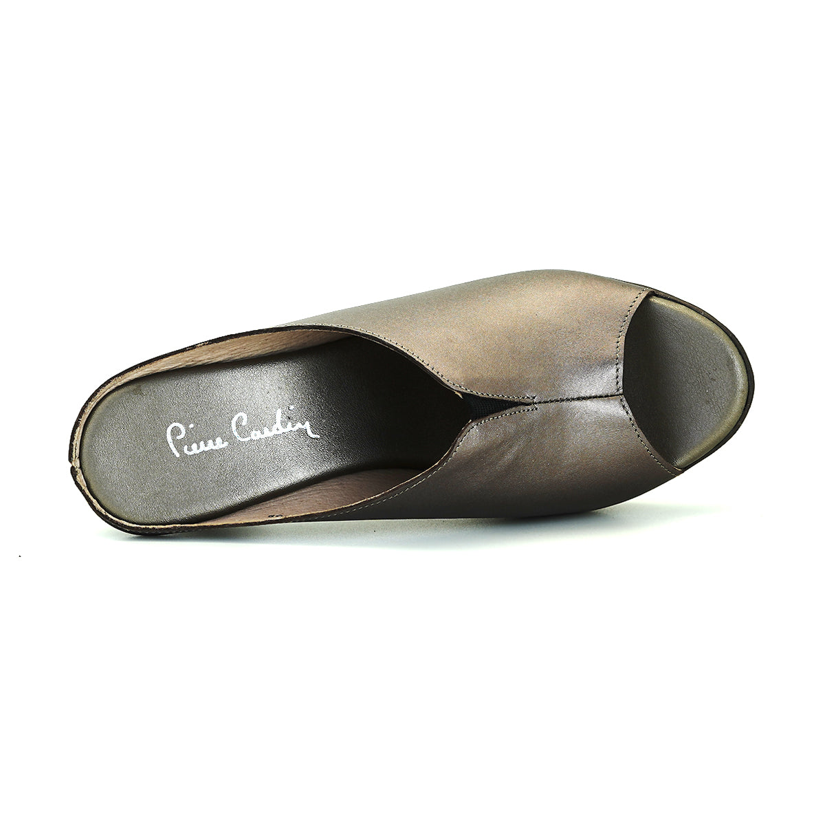 Pierre Cardin အမျိုးသမီးဖိနပ်များ၊ ဒေါက်မြင့်ဖိနပ်များ၊ ခြေချောင်းများပွင့်သော ဒေါက်မြင့်ဖိနပ်များ၊ နူးညံ့ပြီး သက်တောင့်သက်သာရှိသော သားရေစစ်စစ်၊ သတ္တုကြေးရောင်၊ မော်ဒယ် 31PS804 